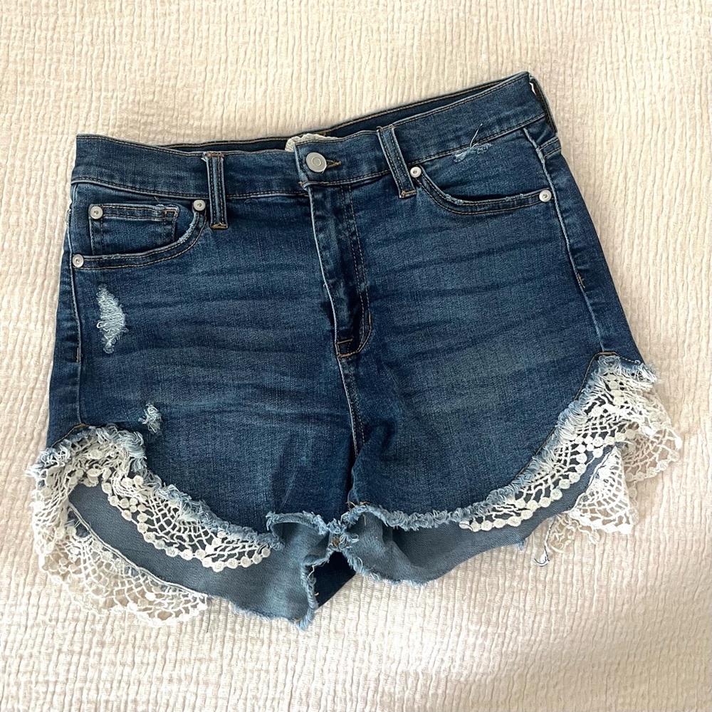 Altar’d State Denim Short Dark Wash Lace